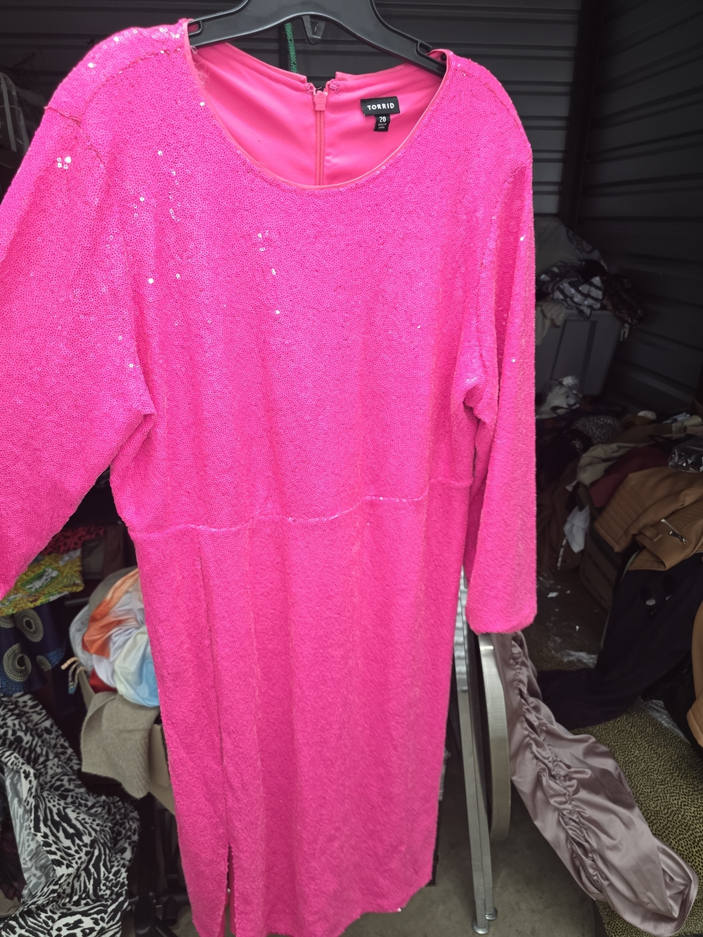 torrid Neon Pink Sequin Long Sleeve Dress